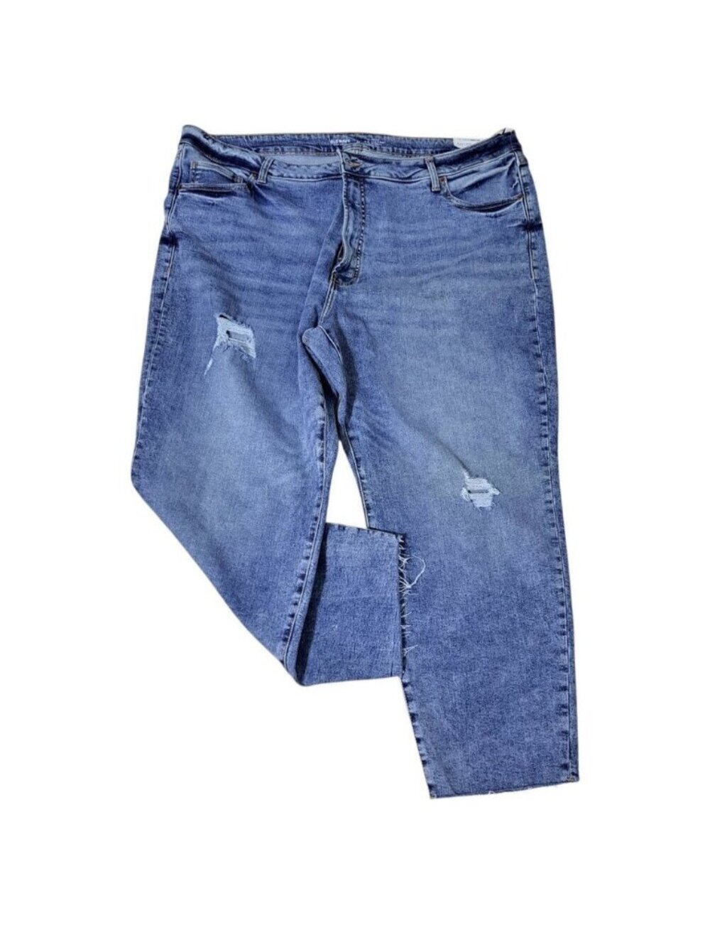 Old Navy Women's High Rise O.G. Straight Ankle light Blue Ripped Raw Hem Sz 24